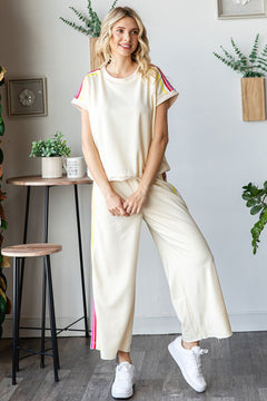 Multi Stripe Trim Relaxed Set - Lush Lemon - Women&