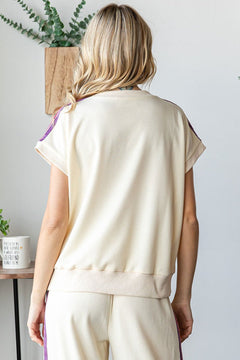 Multi Stripe Trim Relaxed Set - Lush Lemon - Women&
