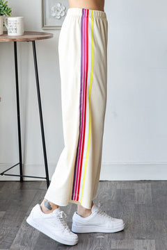 Multi Stripe Trim Relaxed Set - Lush Lemon - Women&
