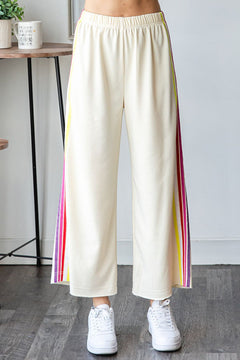 Multi Stripe Trim Relaxed Set - Lush Lemon - Women&