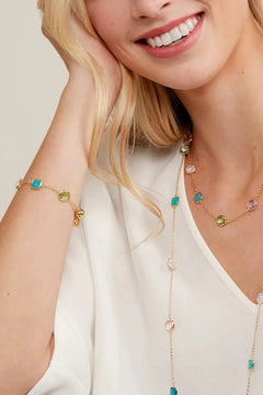 Multicolor Crystal Bracelet W/ Magnetic Closure - Lush Lemon - Women&