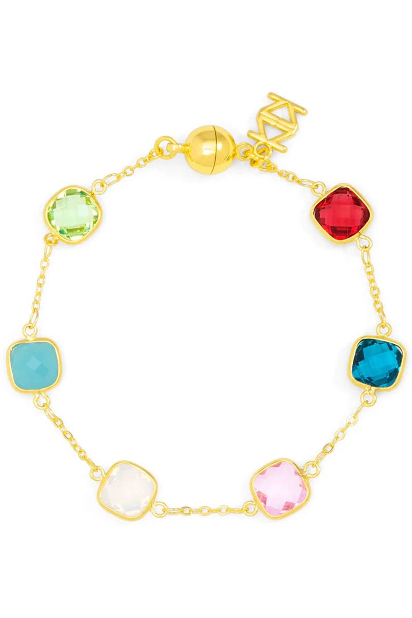 Multicolor Crystal Bracelet W/ Magnetic Closure - Lush Lemon - Women's Accessories - Zenzii - 