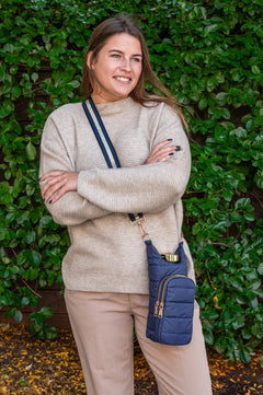 Navy Blue Matte HydroBag® W/Navy/Gold Strap - Lush Lemon - Women&