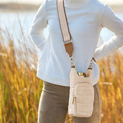 Oatmeal Canvas HydroBag® W/Canvas and Vegan Leather Strap - Lush Lemon - Women&