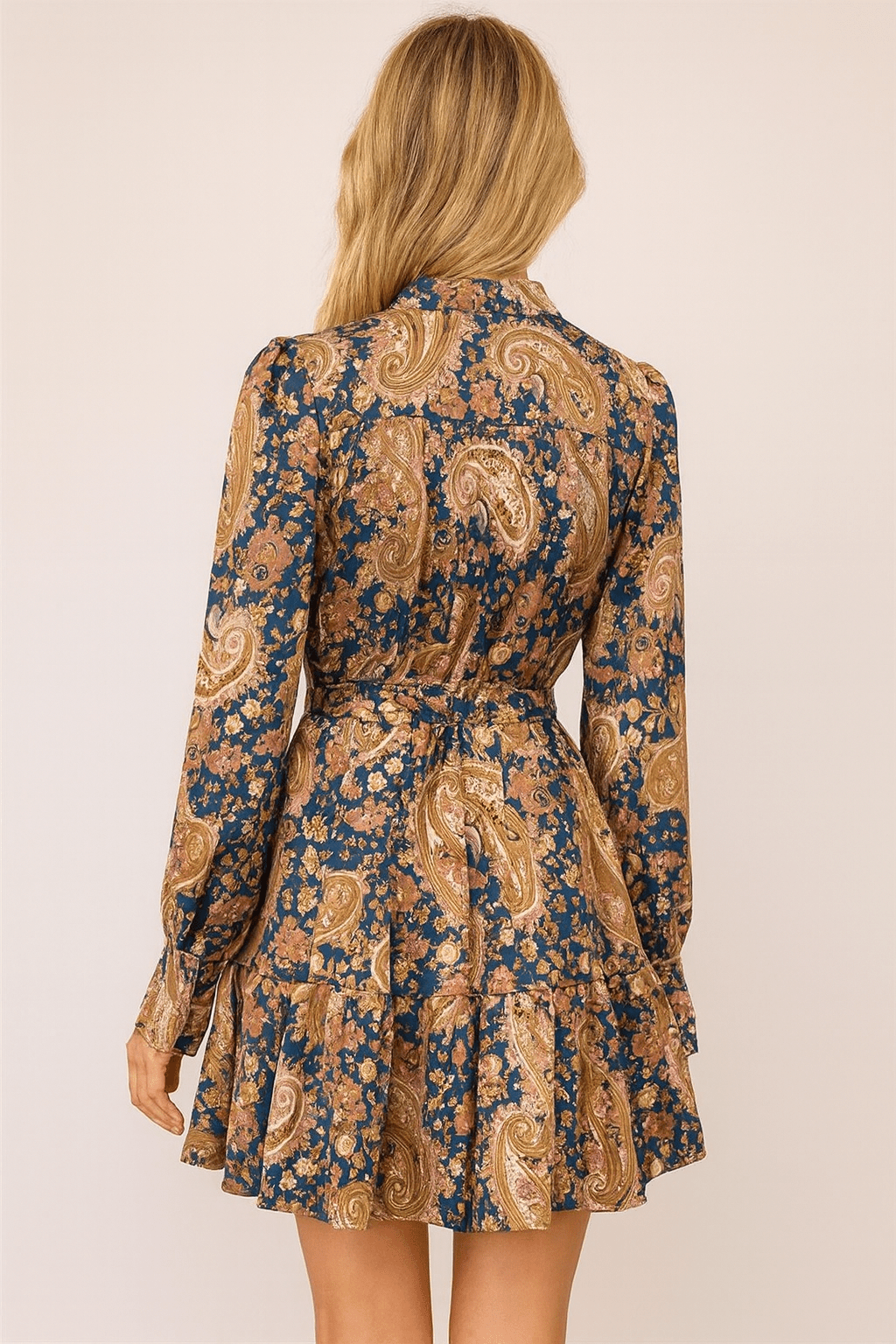 Paisley High Neck Tiered Dress - Lush Lemon - Women's Clothing - Fate By LFD - 67897351055421