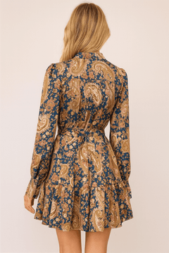 Paisley High Neck Tiered Dress - Lush Lemon - Women&