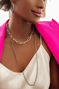 Paperclip Link Long Necklace - Lush Lemon - Women&