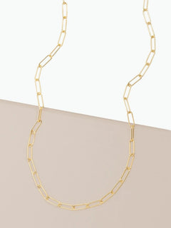 Paperclip Link Long Necklace - Lush Lemon - Women&