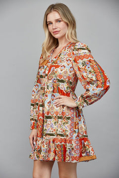 Patchwork Ruffle Tiered Dress - Lush Lemon - Women&