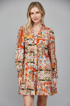 Patchwork Ruffle Tiered Dress - Lush Lemon - Women&