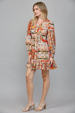 Patchwork Ruffle Tiered Dress - Lush Lemon - Women&