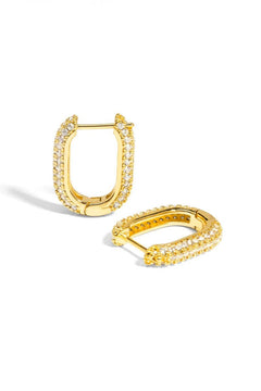 Pave U - Link Huggie Earrings W/18K Gold - Lush Lemon - Women&