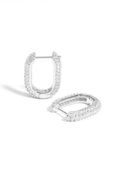 Pave U - Link Huggie Earrings W/18K Gold - Lush Lemon - Women&