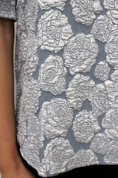 Pearl Collar Floral Textured Top - Lush Lemon - Women&