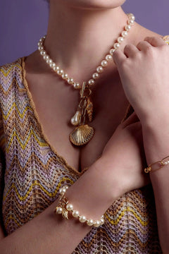 Pearl &amp; Gold Bead Charm Bracelet - Lush Lemon - Women&