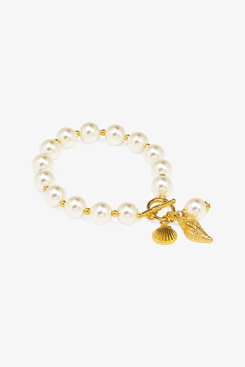 Pearl & Gold Bead Charm Bracelet - Lush Lemon - Women's Accessories - VIOROO - 68307761092765