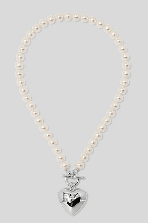 Pearl Heart Charm Toggle Necklace - Lush Lemon - Women's Accessories - VIOROO - 77881441119581