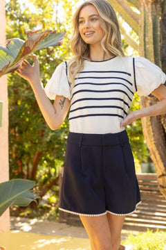 Pearl Hem Pleated Shorts - Lush Lemon - Women&