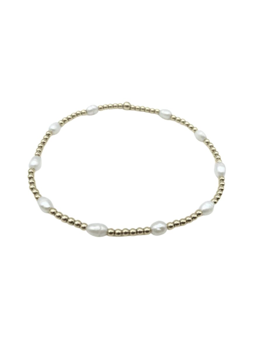 Petite Rice Pearl Bracelet W/ 14k Gold - Filled Beads - Lush Lemon - Women's Accessories - Erin Gray - 6511656451