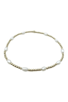 Petite Rice Pearl Bracelet W/ 14k Gold - Filled Beads - Lush Lemon - Women&