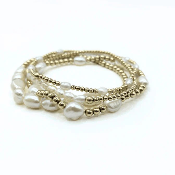 Petite Rice Pearl Bracelet W/ 14k Gold - Filled Beads - Lush Lemon - Women's Accessories - Erin Gray - 6511656451