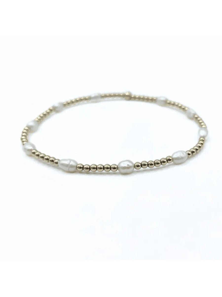 Petite Rice Pearl Bracelet W/ 14k Gold - Filled Beads - Lush Lemon - Women's Accessories - Erin Gray - 6511656451