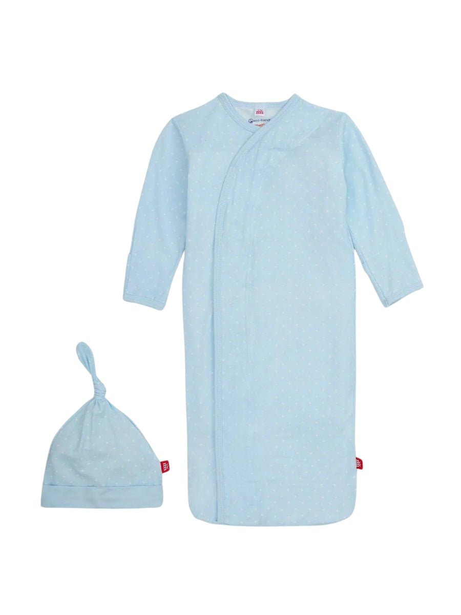 Pin Dot Modal Magnetic Cozy Sleeper Gown + Hat Set - Lush Lemon - Children's Clothing - Magnetic Me - 840318781365