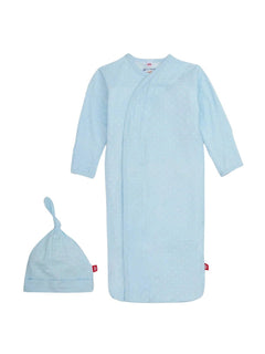 Pin Dot Modal Magnetic Cozy Sleeper Gown + Hat Set - Lush Lemon - Children&