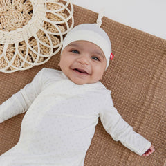 Pin Dot Modal Magnetic Cozy Sleeper Gown + Hat Set - Lush Lemon - Children&