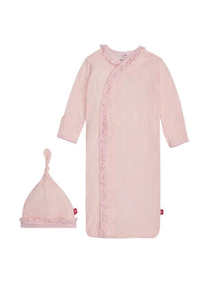 Pin Dot Modal Magnetic Cozy Sleeper Gown + Hat Set - Lush Lemon - Children&