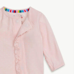 Pin Dot Pink Modal Magnetic Footie W/Ruffles - Lush Lemon - Children&