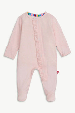 Pin Dot Pink Modal Magnetic Footie W/Ruffles - Lush Lemon - Children&