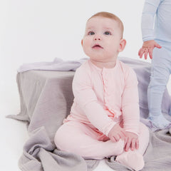Pin Dot Pink Modal Magnetic Footie W/Ruffles - Lush Lemon - Children&