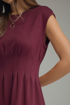 Pintuck Waist Cap Sleeve Mini Dress - Lush Lemon - Women&