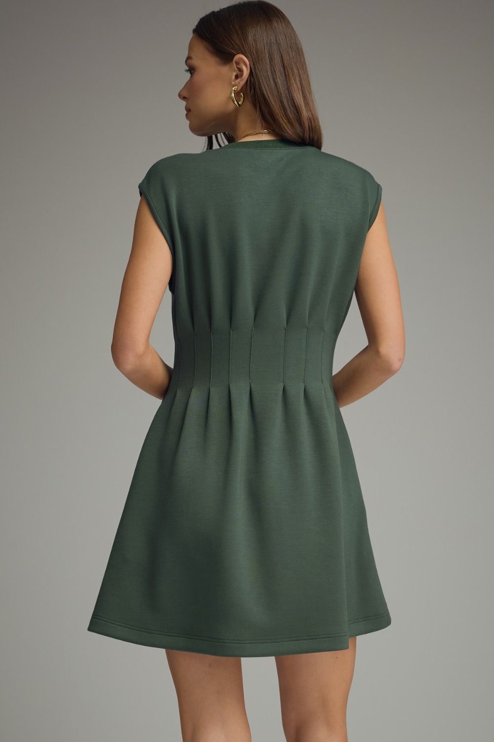Pintuck Waist Cap Sleeve Mini Dress - Lush Lemon - Women's Clothing - Entro - 76114411968925