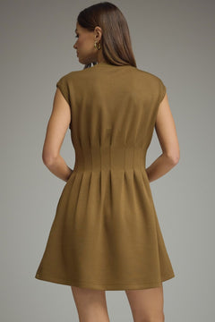 Pintuck Waist Cap Sleeve Mini Dress - Lush Lemon - Women&