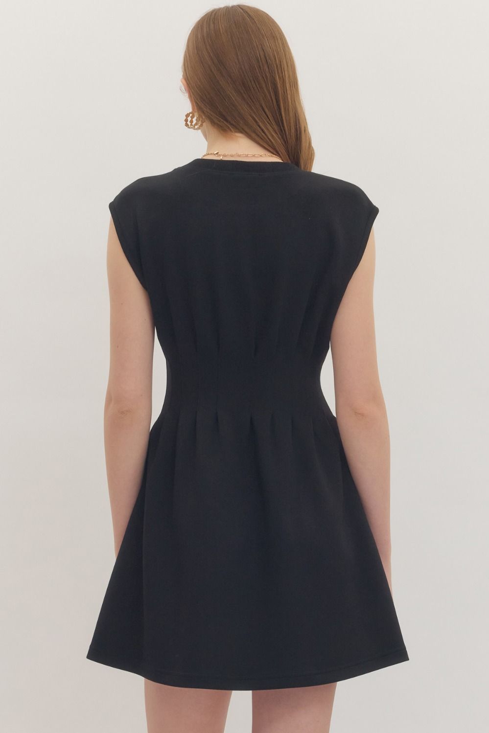 Pintuck Waist Cap Sleeve Mini Dress - Lush Lemon - Women's Clothing - Entro - 