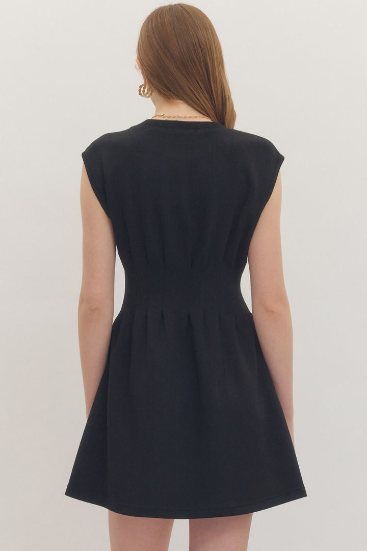 Pintuck Waist Cap Sleeve Mini Dress - Lush Lemon - Women's Clothing - Entro - 