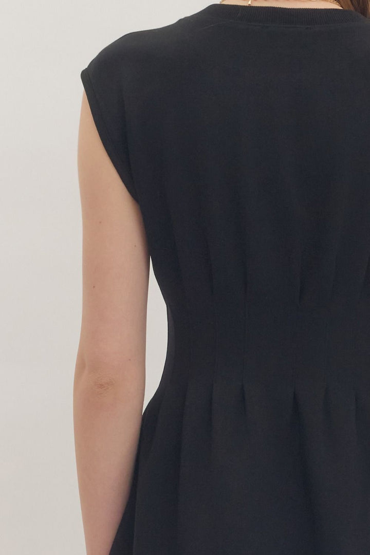 Pintuck Waist Cap Sleeve Mini Dress - Lush Lemon - Women's Clothing - Entro - 