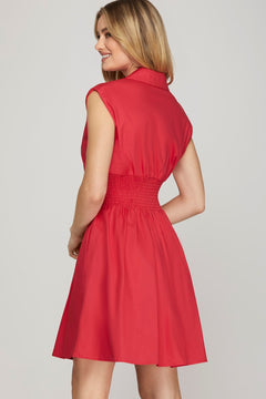 Piped Zip Up Dress W/Pockets - Lush Lemon - Women&