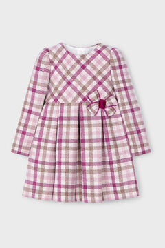 Plaid Bow Detail Dress - Lush Lemon - Children&