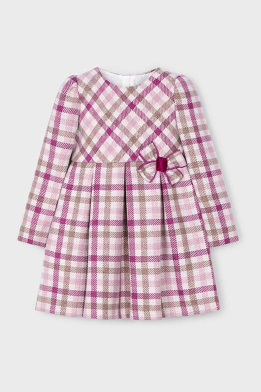 Plaid Bow Detail Dress - Lush Lemon - Children's Clothing - Mayoral - 8445865488556