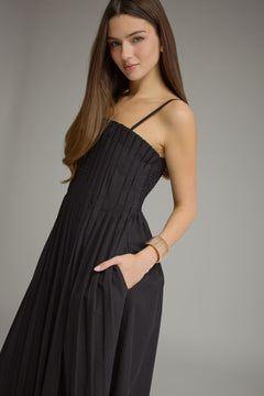 Pleated Cotton Midi Dress - Lush Lemon - Women&