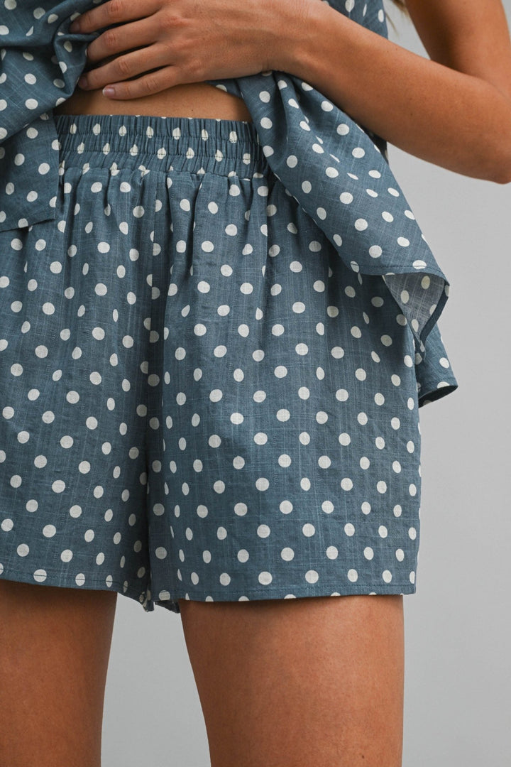 Polka Dot Halter Top and Shorts Set - Lush Lemon - Women's Clothing - Mable - 43575501092189