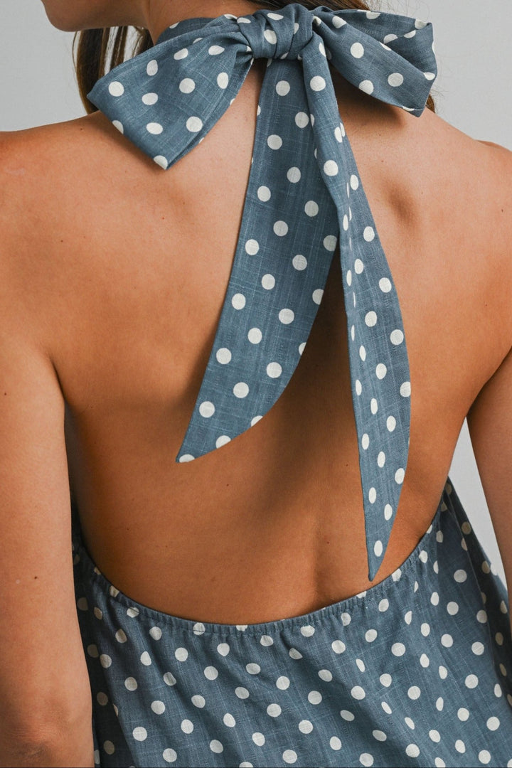 Polka Dot Halter Top and Shorts Set - Lush Lemon - Women's Clothing - Mable - 43575501092189