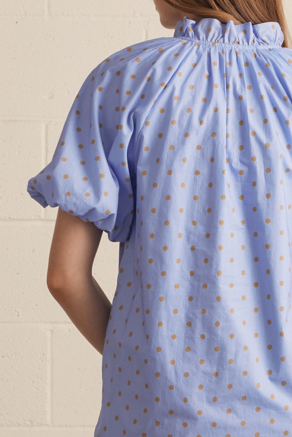 Polka Dot Puff Sleeve Mini Dress - Lush Lemon - Women's Clothing - Entro - 84117781017309
