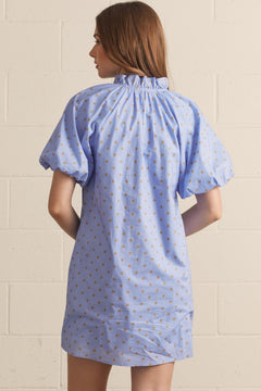 Polka Dot Puff Sleeve Mini Dress - Lush Lemon - Women&