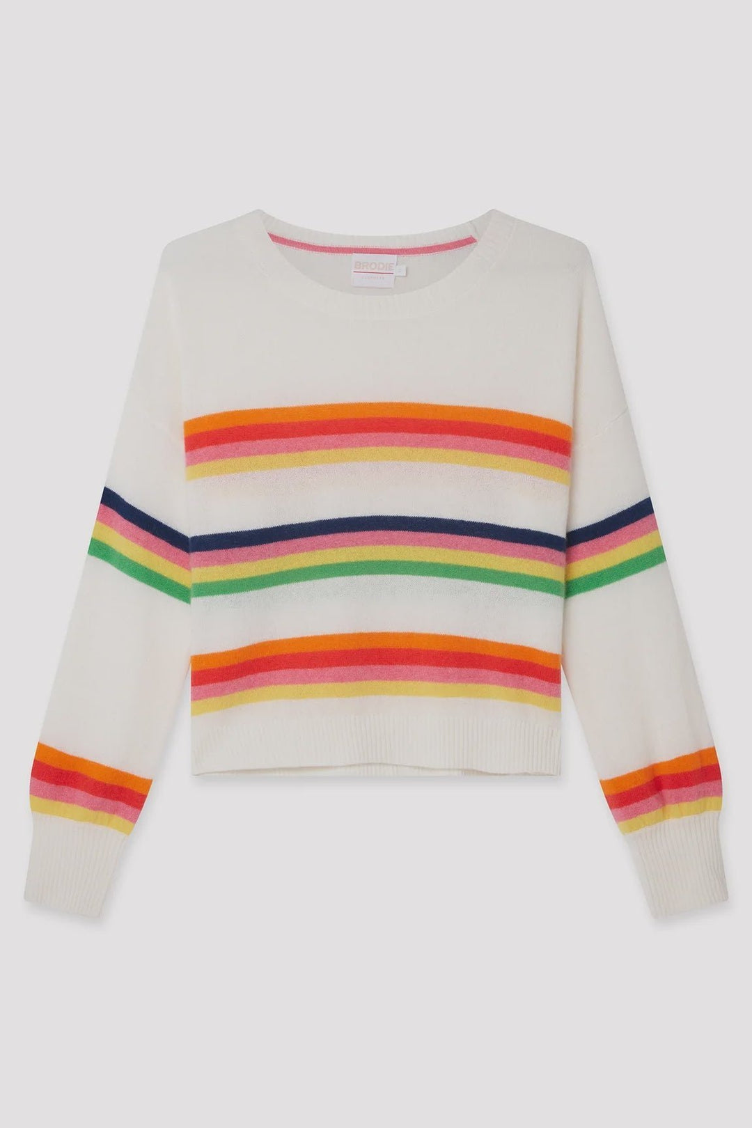 Pop Stripe Crew Sweater - Lush Lemon - Children's Clothing - Brodie - 10453