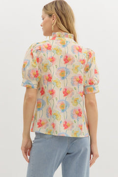 Poppy Bloom Puff Sleeve Top - Lush Lemon - Women&