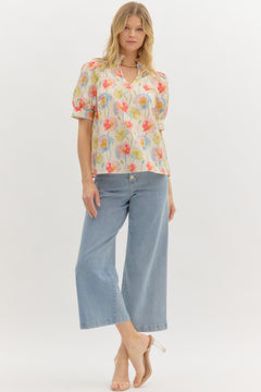 Poppy Bloom Puff Sleeve Top - Lush Lemon - Women&
